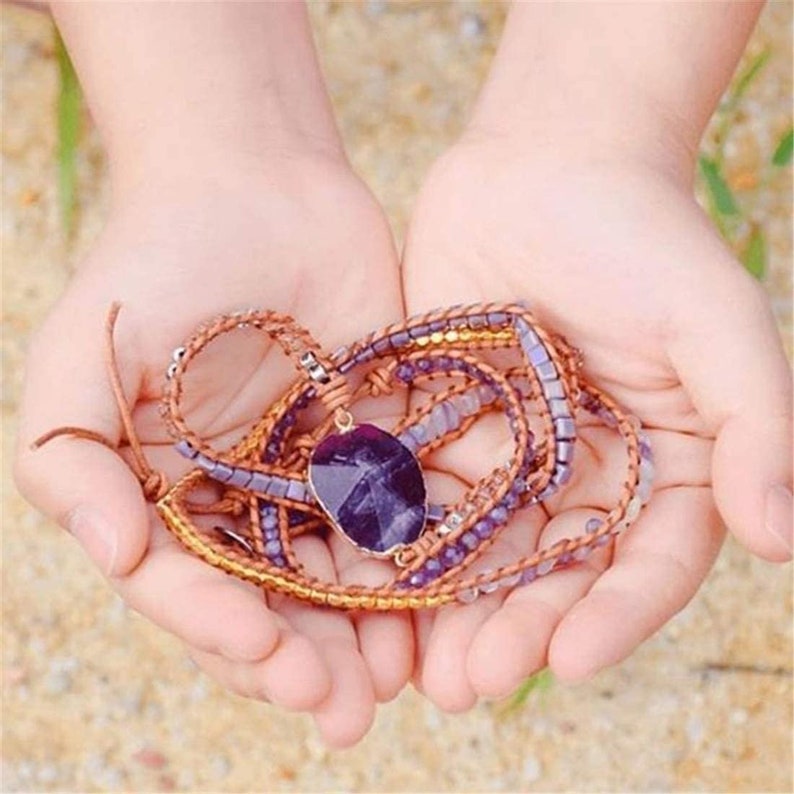 Amethyst Stone Crystal BraceletAmethyst Bead BraceletHealing Etsy