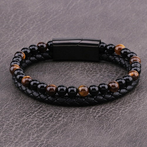 Natural Obsidian Stone Tiger's Eye Bracelet-healing - Etsy