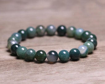 8MM Moss Agate Bracelet-Balance Calming Spiritual Meditation Bracelet-Anxiety Relief Inner Peace Gift-Healing Natural Stone Bracelet
