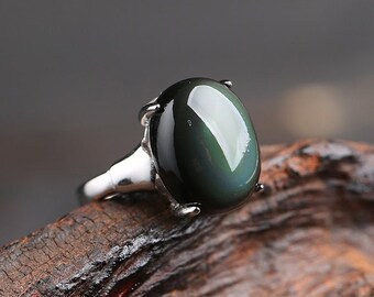 Rainbow Obsidian Ring Etsy