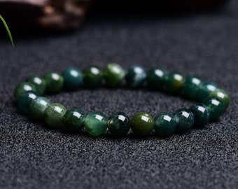 Moss Agate Bracelet-Balance Calming Spiritual Meditation Bracelet-Anxiety Relief Inner Peace Gift-Healing Natural Stone Bracelet