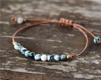 Tree Agate Bracelet-Balance Calming Spiritual Meditation Bracelet-Anxiety Relief Inner Peace Gift-Healing Natural Stone Bracelet