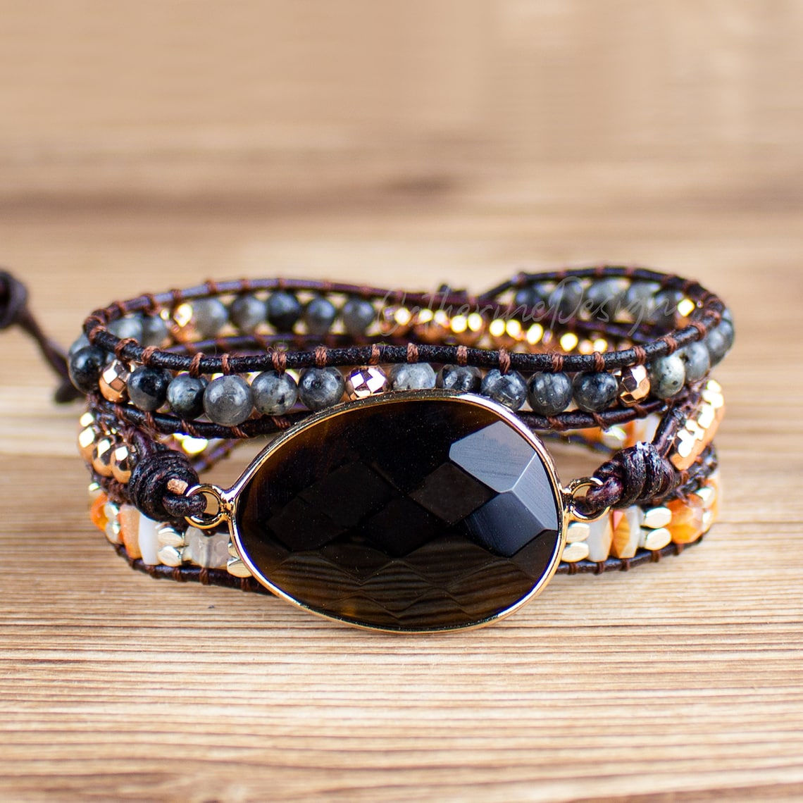 Black Onyx Stone Bracelethealing Raw Gemstone Braceletmental Etsy