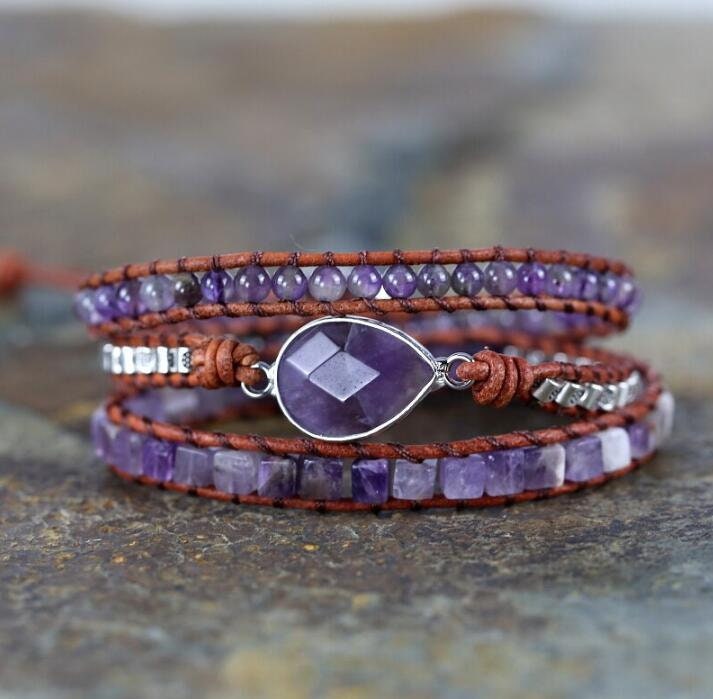 Purple Crystal Bracelet-amethyst Quartz Stone Bead | Etsy