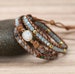 Healing Opal Protection Bracelet-Opal Stone Bead Meditation Bracelet-Natural Opal Moonstone Inspiring Bracelet-Leather Wrap Bracelet Gift 