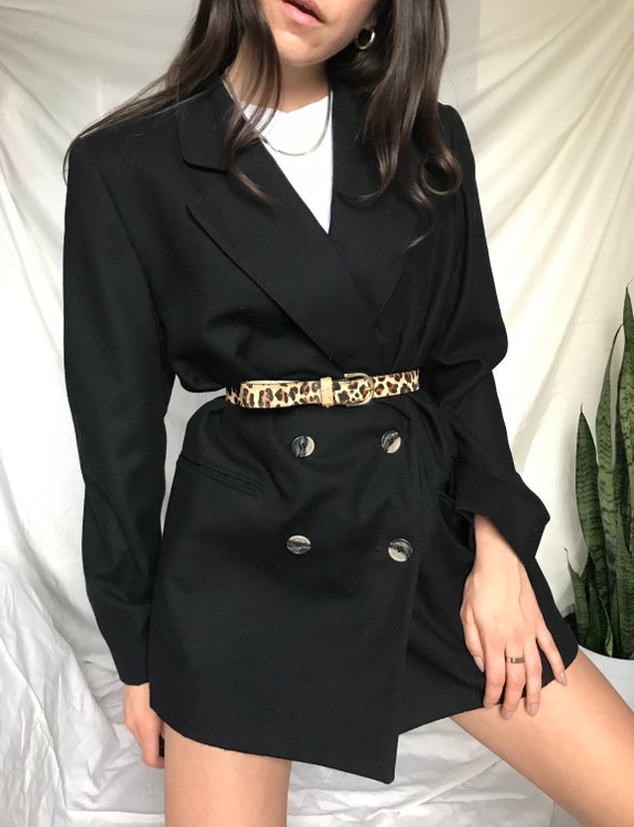 Vintage Black Wool Blazer or Blazer Dress