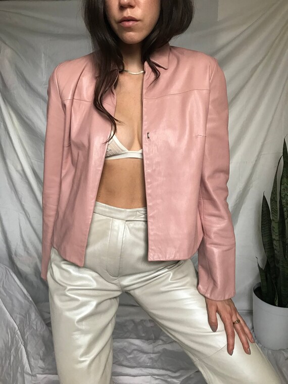 Vintage Baby Pink Real Leather Jacket