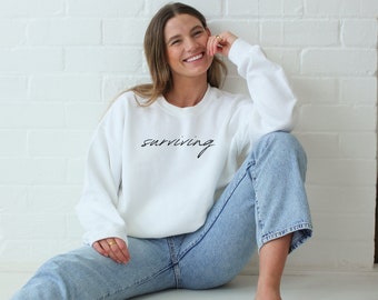 SURVIVING Mama Life Sweater, Minimalist Mom Clothes, Mom Loungewear, Mama life clothes, Mama life sweater, Clothes for mom life