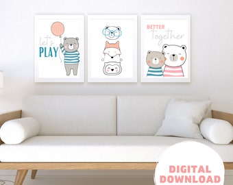 DIGITAL FILES, Set of 3 Kids Wall Art, Cool Kids Wall Art, Art For Kids Hub, Kids Wall Art Prints, Toddler Room Decor, Educational Wall Art