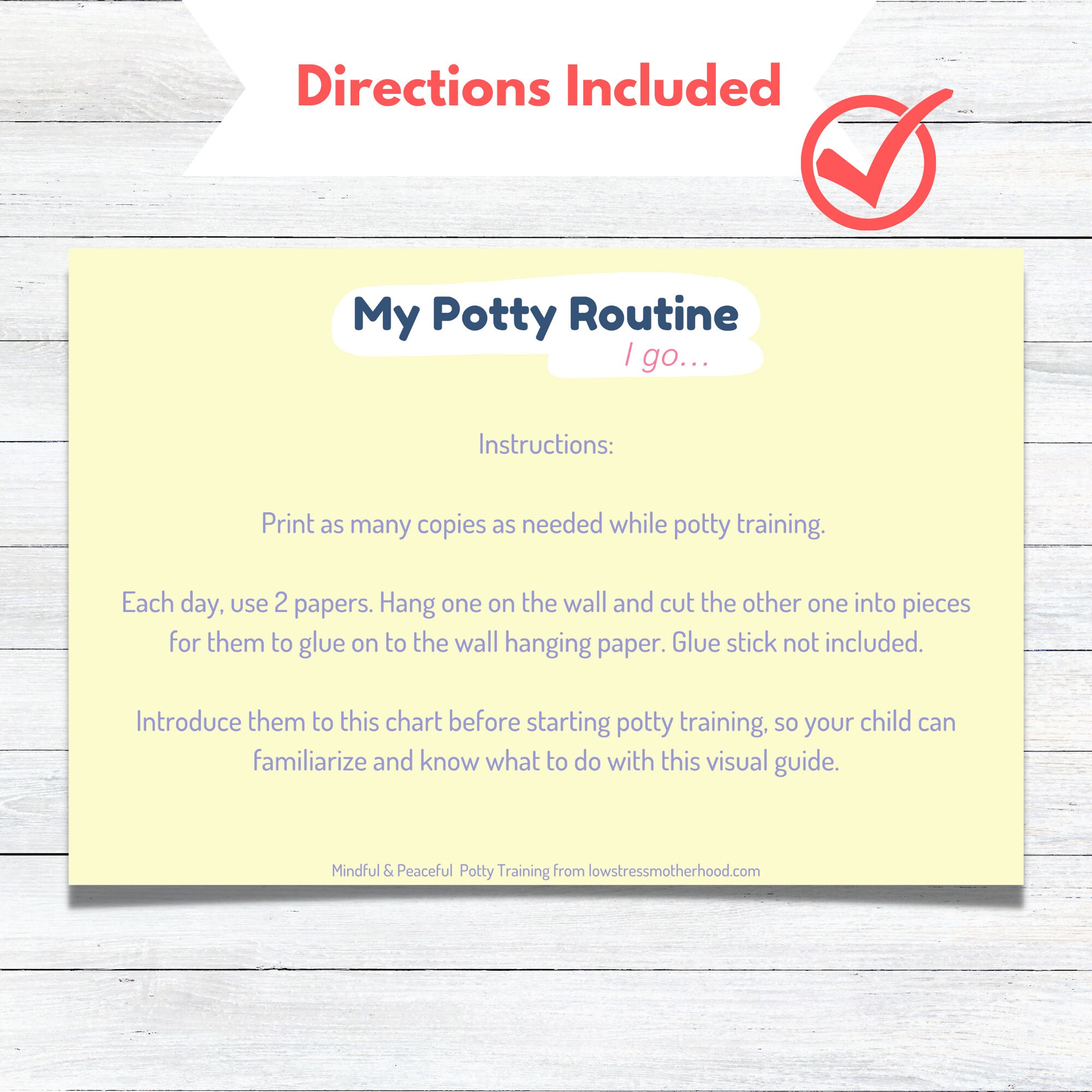 My Potty Routine Bathroom Wall Visual Printable, Potty Training Chart ...