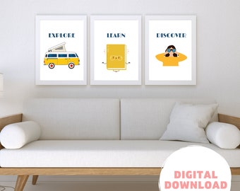 DIGITAL FILES, Set of 3 Playroom Wall Decor, Playroom Wall Decor, Playroom Art, Art For Kids Hub, Toddler Room Decor, Educational Wall Art