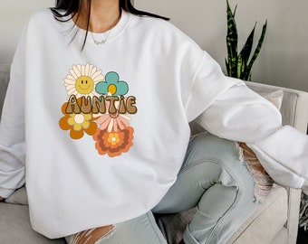 Groovy Auntie Sweater, Hippie Auntie Sweatshirt, Best Auntie Ever, Gift for auntie, Auntie gifts, BAE, World's Best Aunt, Auntie Gift