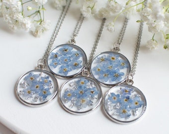 Real Forget Me Not Necklace Silver, Forget Me Nots Jewelry, Best Friend Birthday Gifts, Loss Of Loved One Gift, Thinking Of You Gift For Her