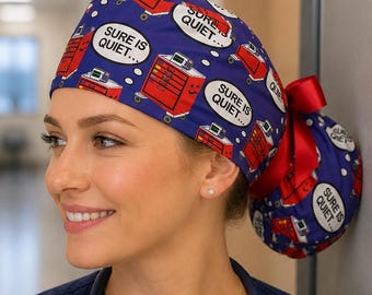 Sure Is Quiet - Cuffia chirurgica da donna con coda di cavallo, divertente cappellino medico, cuffia chirurgica per infermieri, regalo per anestesisti CRNA, Louis + Phil
