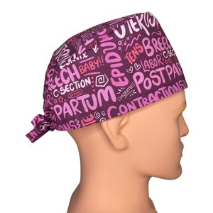 Louis + Phil OB/GYN Words Men&#39;s/Unisex Tie Back Scrub Cap