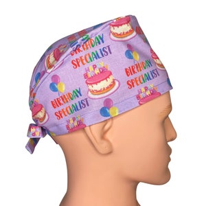 Louis + Phil Birthday Specialist OB/GYN Labor and Delivery Men&#39;s/Unisex Tie Back Scrub Cap