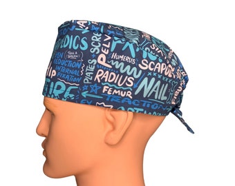Louis + Phil Ortho Words Men’s/Unisex Tie Back Scrub Cap