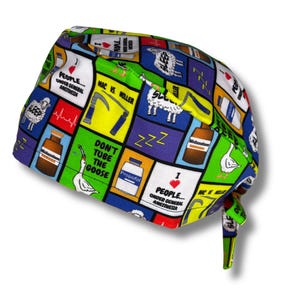 Louis + Phil Anesthesiology Fun Men&#39;s/Unisex Tie Back Scrub Cap