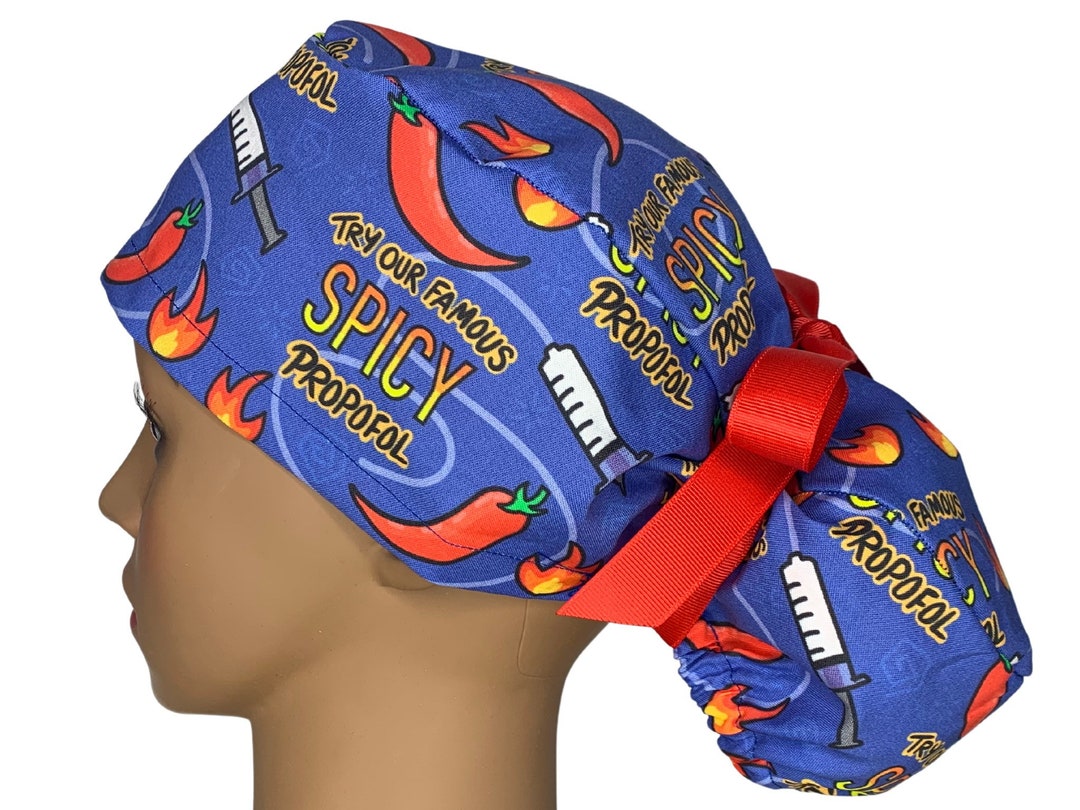 Spicy Propofol Scrub Cap. ICU, ER, Anesthesia Scrub Hat. Women's