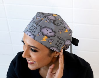 Louis + Phil Certified Black Cloud Ribbon Tie Ponytail Scrub Cap