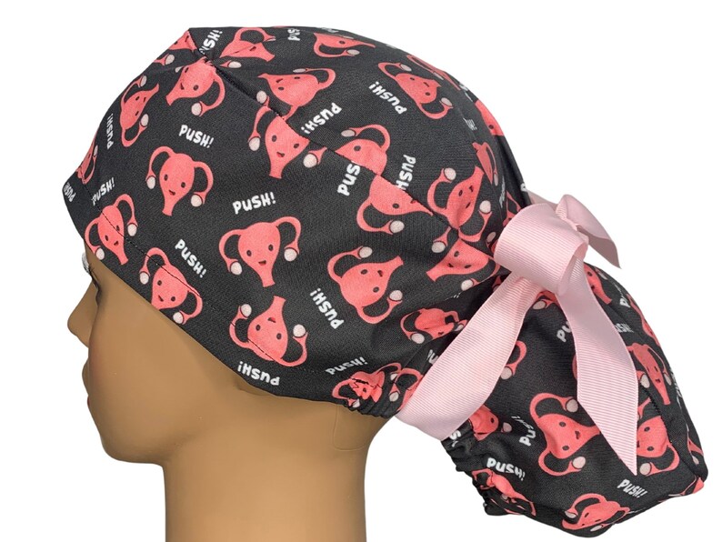 Black Uterus Push OB/GYN Scrub Cap. Women's Ponytail Euro Etsy