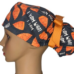 Louis + Phil I Yam What I Yam Thanksgiving Ribbon Tie Ponytail Scrub Cap