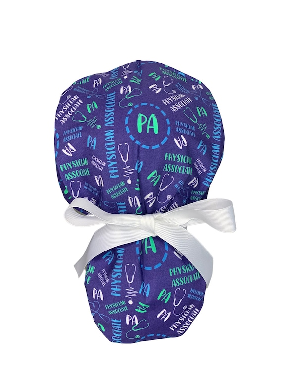 Louis + Phil Physician Associate Ribbon Tie Ponytail Scrub Cap (Blue)