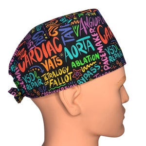 Louis + Phil Cardiology Men&#39;s/Unisex Tie Back Scrub Cap