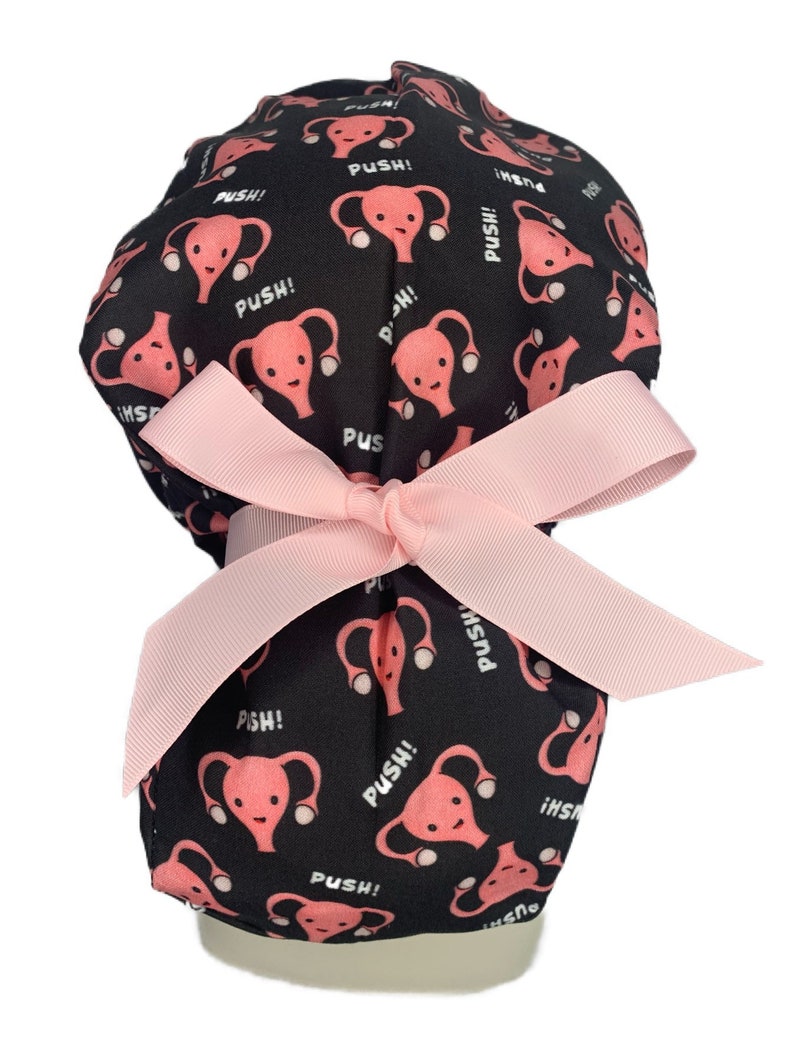 Black Uterus Push OB/GYN Scrub Cap. Women's Ponytail Euro Etsy