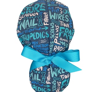 Louis + Phil Ortho Words Ribbon Tie Ponytail Scrub Cap