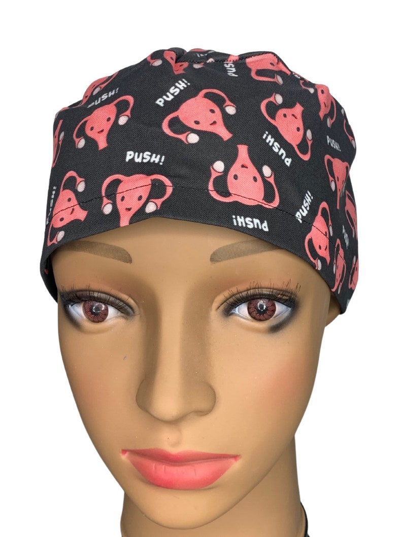 Black Uterus Push OB/GYN Scrub Cap. Women's Ponytail Euro Etsy