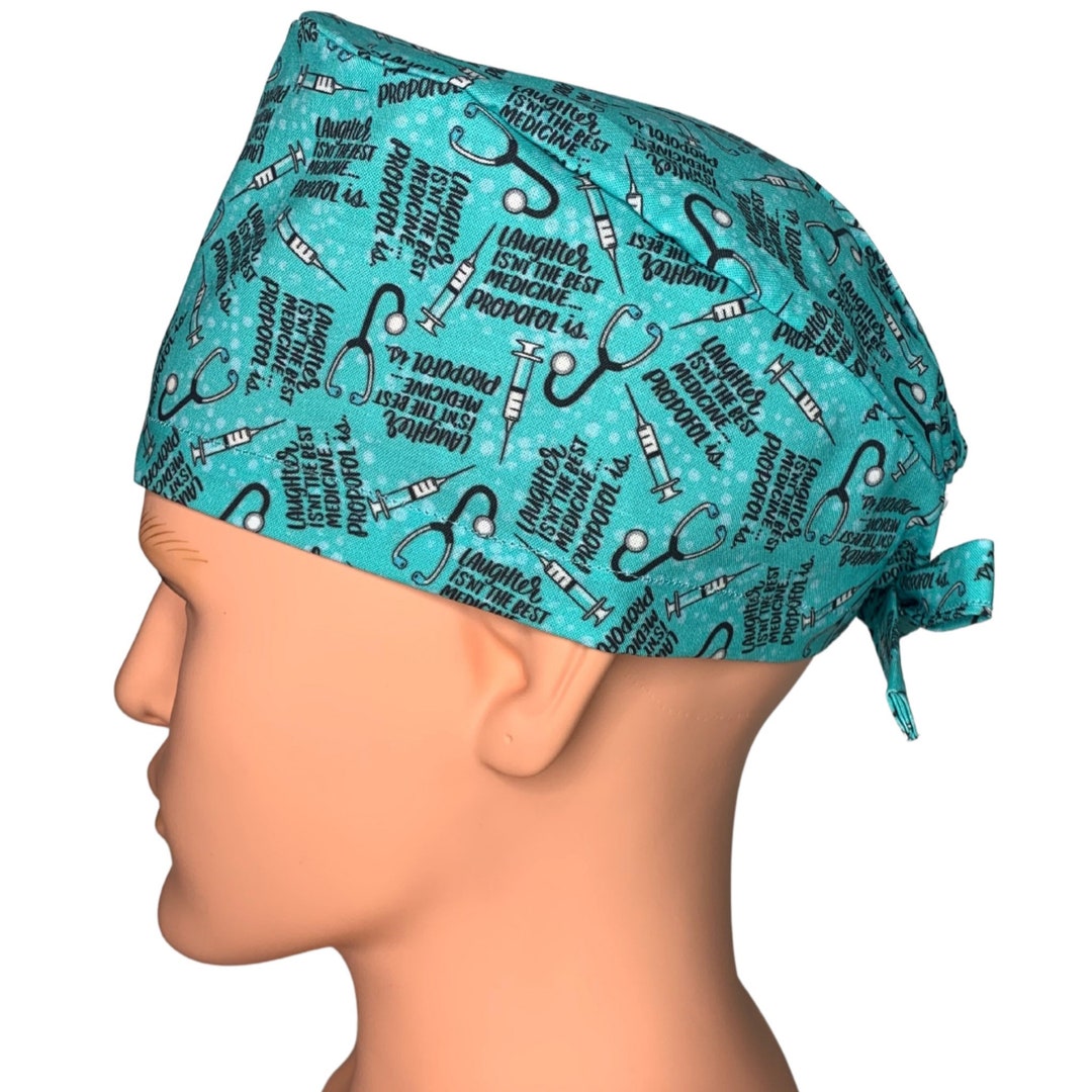 Propofol Best Medicine Anesthesia Mens Scrub Cap, Ponytail or Euro