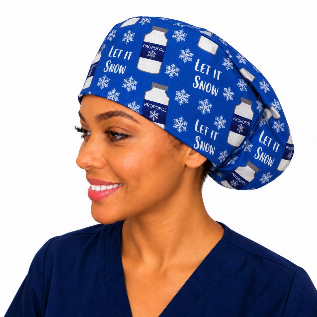 Louis + Phil Let It Snow Propofol Euro Scrub Cap, Christmas Anesthesia ...
