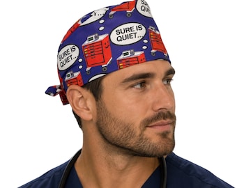 Sure Is Quiet Mens Scrub Cap, Funny Medical Scrub Hat, Surgical Cap for Men, Doctor Nurse Anesthesia Gift, Louis + Phil