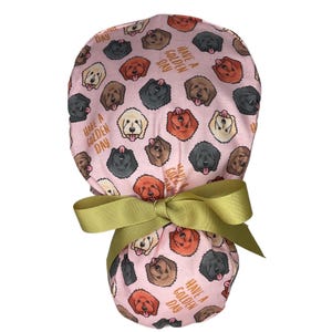 Louis + Phil Golden Doodle Ribbon Tie Ponytail Scrub Cap