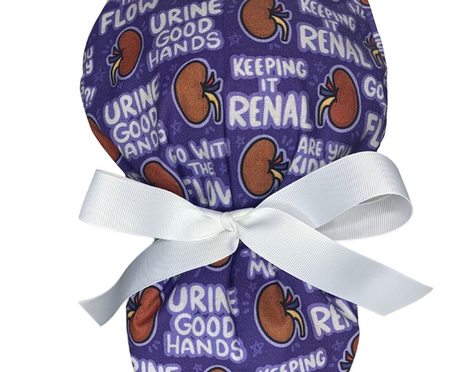 Urology Womens Ponytail, Euro or Men's Scrub Cap. Nephrology Scrub Hat