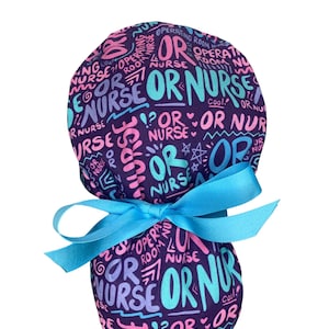 Operating Room Nurse Women's Ponytail Scrub Cap. OR Nurse Scrub Hat Buttons. Euro Scrub Cap. Cute Scrub Cap. Surgical Cap. Louis and Phil