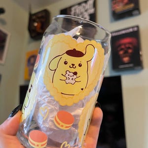 Cute Heart Yellow Dog 16oz Can Glass