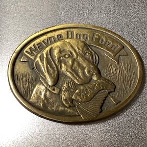 Dog Buckle, Wayne Pet Food Belt Buckle, 50 Years
