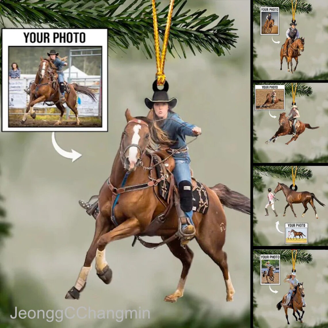 Riding Horse Ornament Custom Photo Ornament Personalized Etsy