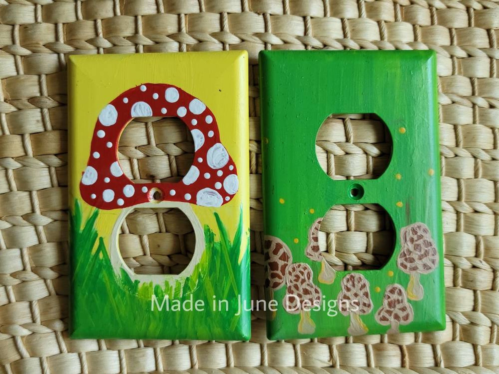 Merry Mushroom Vintage Inspired Hand Painted Outlet Cover Etsy