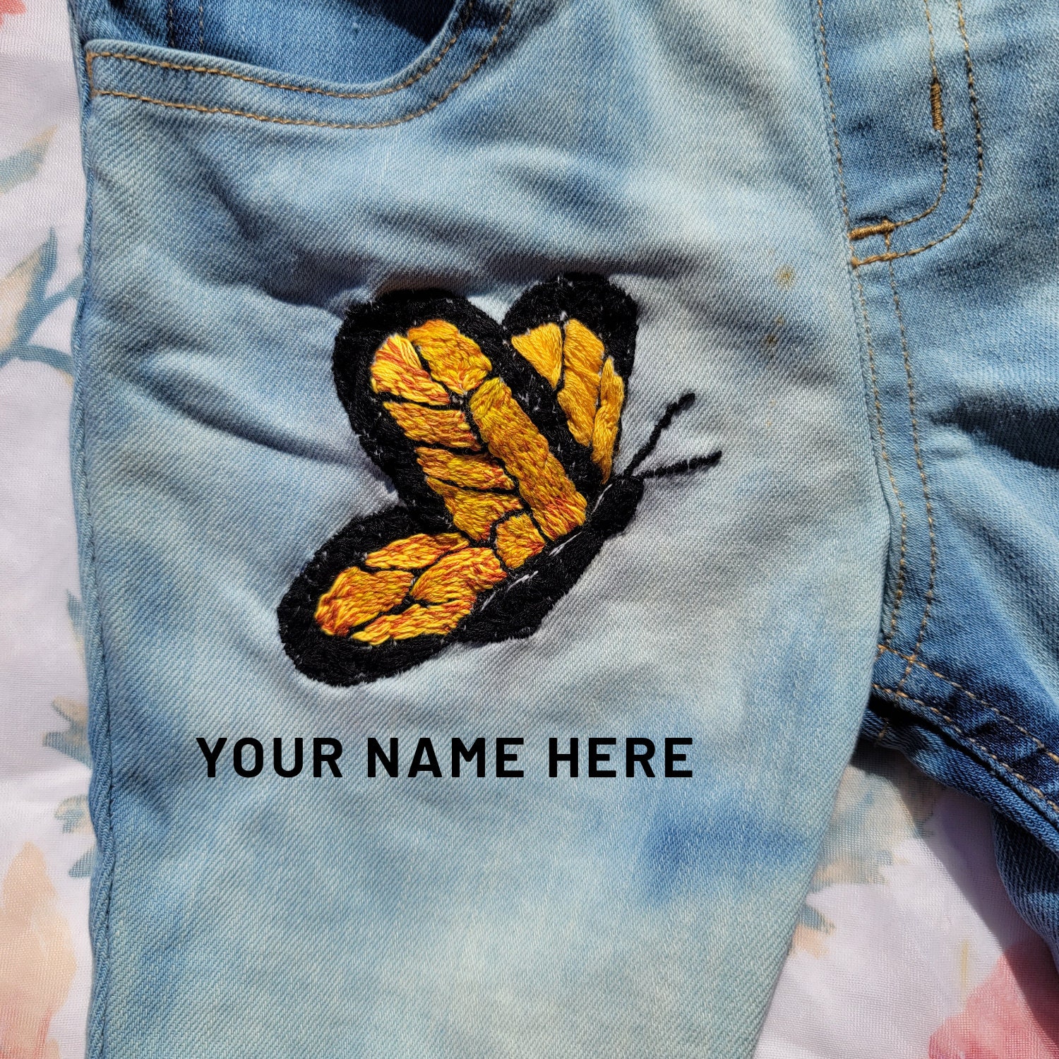 Butterfly Embroidered Pants Embellished Jeans Decorated Etsy