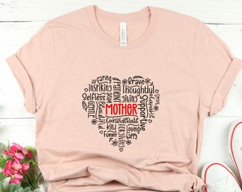 Mom Heart T-Shirt, Mother's Day Gift, Unisex Soft Cotton