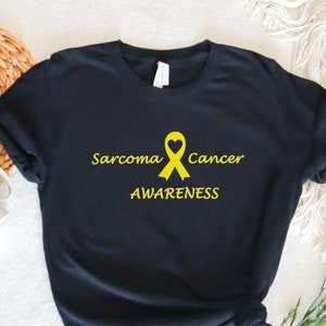 Sarcoma Cancer Awareness T-Shirt, Yellow Ribbon Shirt, Sarcoma Warrior, Heal Cancer Tshirt, Cancer Gift, Unisex Graphic Tee, Adult Top & Tee
