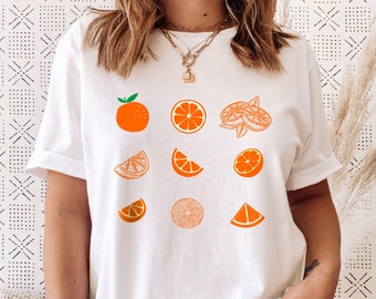 Orange Fruit Screen Printed T-Shirt: Foodie Tee