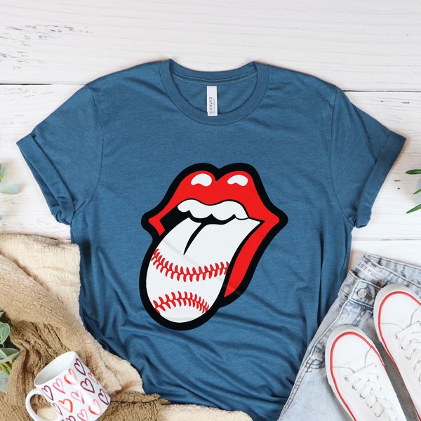 Baseball Tongue T-Shirt, Baseball Lips Shirt, Softball Shirts, Gameday Tshirts, Unisex Clothing, Gift For Him, Gift For Hubby, Gift For Her