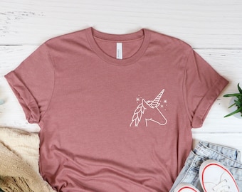 Minimalist Unicorn Pocket T-Shirt: Women's Pony Tee