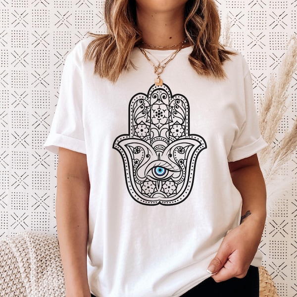 T-shirt Graphique Hamsa - 100% Coton - Tailles Du S Au 5XL - Coupe Régulière - Neuf Sans étiquettes