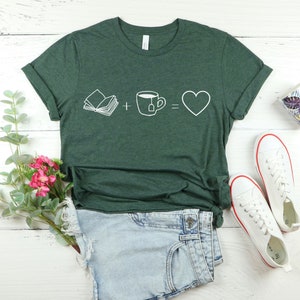 Book Lover T-Shirt, Tea Lover Shirts, Books and Tea Equal Love Shirts, Reader Shirts, Librarian Shirts, Bookworm Shirt, Book Nerd Shirt Gift