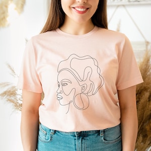 Abstract Black Woman T-Shirt, Woman Face Shirt, Line Drawing Shirt, One Line Shirt, Face Line, Graphic Tee, Minimalism Tshirt, Art Teeshirt
